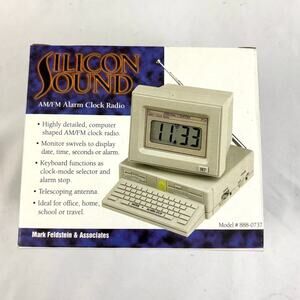 Vtg Silicon Sound Computer Alarm Clock Radio AM FM Retro Desktop Model 888-0737